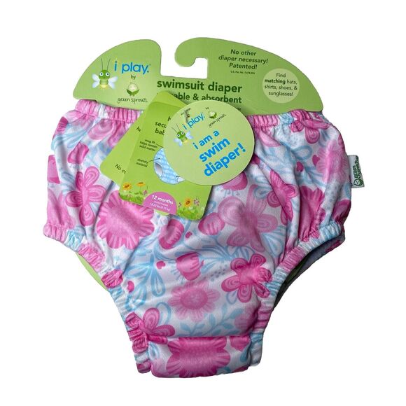 i play. by green sprouts Baby Girls Reusable Swim Diaper, Pink 12 MONTHS - Picture 1 of 4